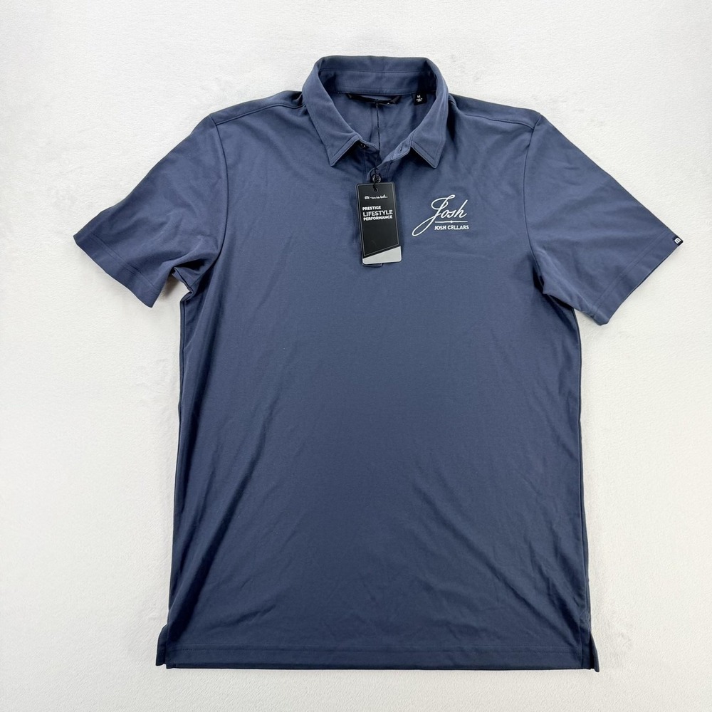 TravisMathew Polo Shirt Mens Medium Blue Josh Cellars Golf Performance Stretch